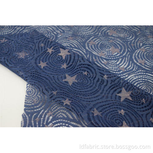 Nylon Metallic Spandex Nachthimmel Spitzenstoff